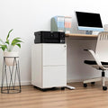 JULYFOX 2 Drawers Mobile File Cabinet W/Lock 27.2 inch White Steel Filing Cabinet on Casters with 2 Keys Fully Extension Drawers Letter Legal A4 Size 300 lb Heavy Duty-White