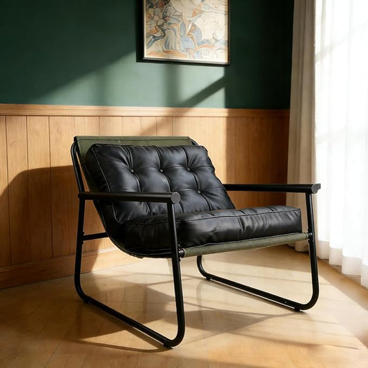 Lightdot Modern Accent Chair Heavy Duty Sturdy Armchair Green Fabric Lounge Chair Ergonomic Design Upholstered Comfy Leisure Chair with Large Frame Suit for Living Room/Bedroom