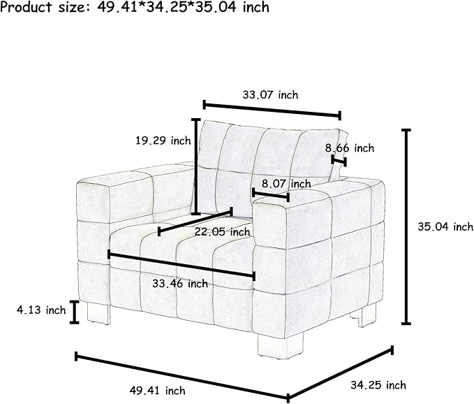 81.89 Sofa Comfy 3 Seat Sofa Tufted Chenille Upholstered Sofa Couch for Living Room with Gold Metal Legs and 2 Throw Pillows (BAIGE+1.5S+1.5S)