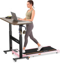 Mobile Standing Desk with Wheels 32 inch Pneumatic Height Adjustable Desk for Walking Pad Small Rolling Computer Workstation Portable Sit Stand Desk for Home Office 28-43 Tall Mahogany