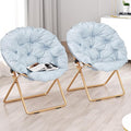 Foldable Oversized Moon Chairs Set of 2 Large Soft Lazy Cozy Comfortable Faux Fur Round Saucer Moon Chairs Set of 2 for Teens and Adults Light Blue