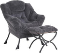 LITA Modern Accent Leisure Upholstered Sofa Chair Lounge Reading Chair with Armrests and a Side Pocket for Living Room Bedroom &amp Small Space Plush Navy