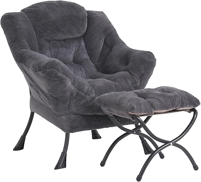 LITA Modern Accent Leisure Upholstered Sofa Chair Lounge Reading Chair with Armrests and a Side Pocket for Living Room Bedroom &amp Small Space Plush Navy