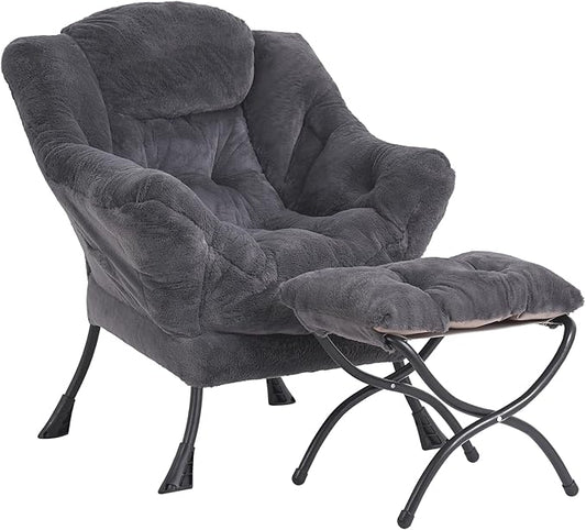 LITA Modern Accent Leisure Upholstered Sofa Chair Lounge Reading Chair with Armrests and a Side Pocket for Living Room Bedroom &amp Small Space Plush Navy