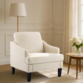 Bezseller Modern Accent Chair Comfy Upholstered Living Room Chairs Cozy Mid-Century Armchair with Wood Legs Single Sofa Chair for Living Room Bedroom Apartment Reading Spaces Beige