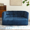 N&ampV Mid Century Brigantin Deep Relaxation Sofa Soft Premium Chenille for Living Room Bedroom and Office (Blue ThreeSeater)