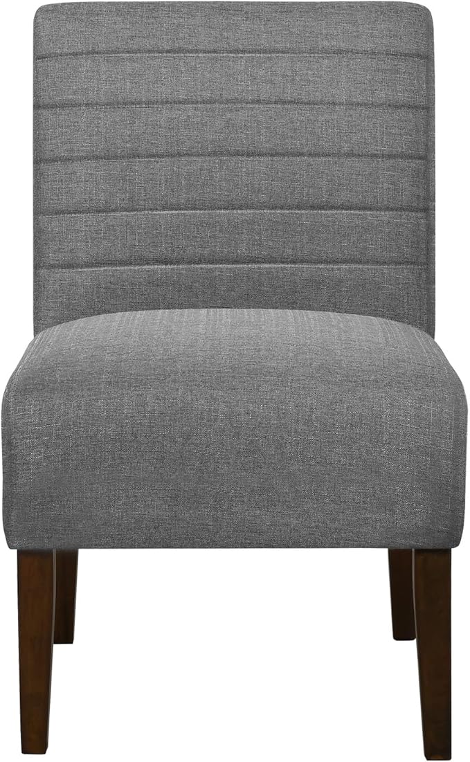 Armless Accent Chair Mid Century Modern Upholstered Living Room Chairs Accent Dining Chair Sofa with Solid Wood Legs Lounge Reading Chair for Bedroom Office (Gray)