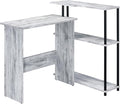 Penau Antique White and Black Office Desk with 3-Tier Bookshelf Compact L-Shape Writing Desk Sturdy Construction for Home Office
