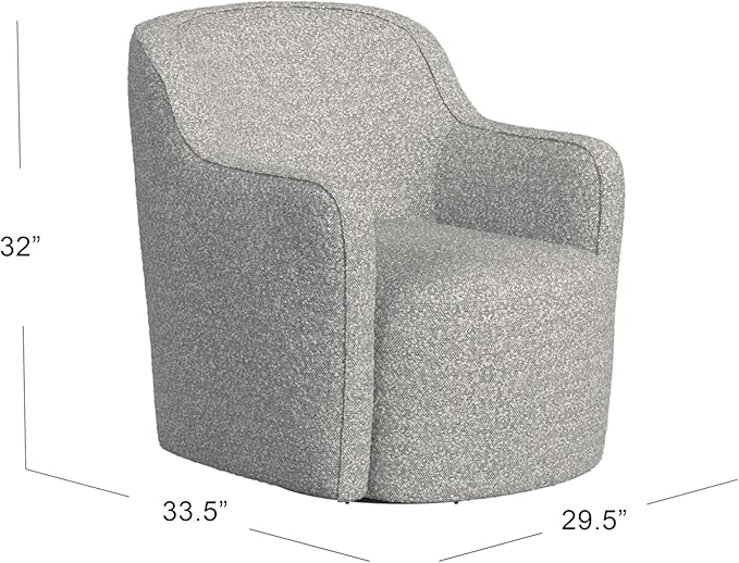 Spatial Order Upholstered 360° Barrel Back Swivel Chair | Accent Chairs for Living Room &amp Bedroom | Decorative Home Furniture White Boucle with Gray Yarn
