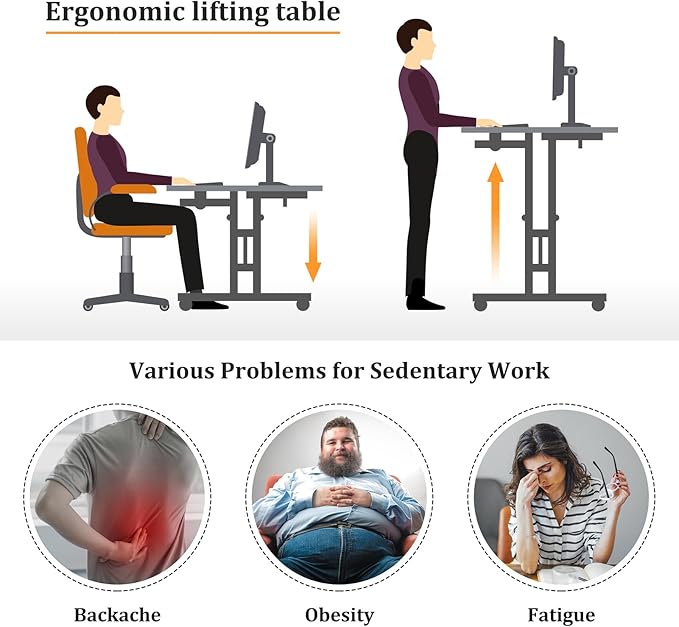 Small Standing Desk with Wheels Mobile Stand Up Desk Portable Standing Table on Wheels for Walking Pad Rolling Computer Desk Adjustable Height Tall Table