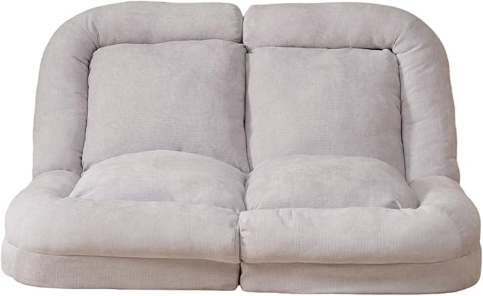 Convertible Fold-Out Lazy Sofa Bed - Adjustable Human Dog Bed for Adults Plush Upholstered Adjustable Sofa Couch with 18-Position Backrest 2-Person Floor Sofa Bed Space Saving Design (Double)