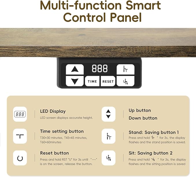 Electric Standing Desk Adjustable Height Stand up Desk Sit Stand Home Office Workstation with Splice Board (Rustic Brown 55)