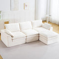 113 Cloud Sectional Boneless Couch for Living Room Modern Modular Sectional Sofa Deep Seat with Ottoman Upholstered Comfy Sectional Couches L Shaped Couch with Side PocketsChenilleBeige