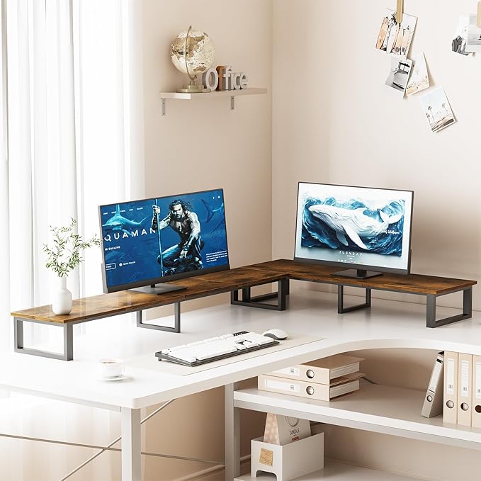 aboxoo 59 Large TV Riser Stand for 32-75 Inch TV TV Shelf with Steel Legs Tabletop TV Riser for Home Living Room Study Office (Brown)
