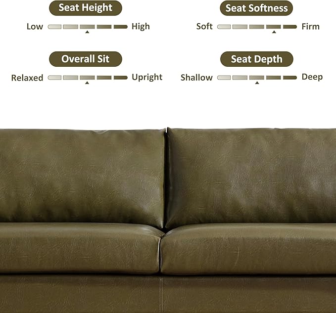 Tbfit Loveseat Faux Leather Sofa Couches for Living Room Bedroom &amp Office Olive Green