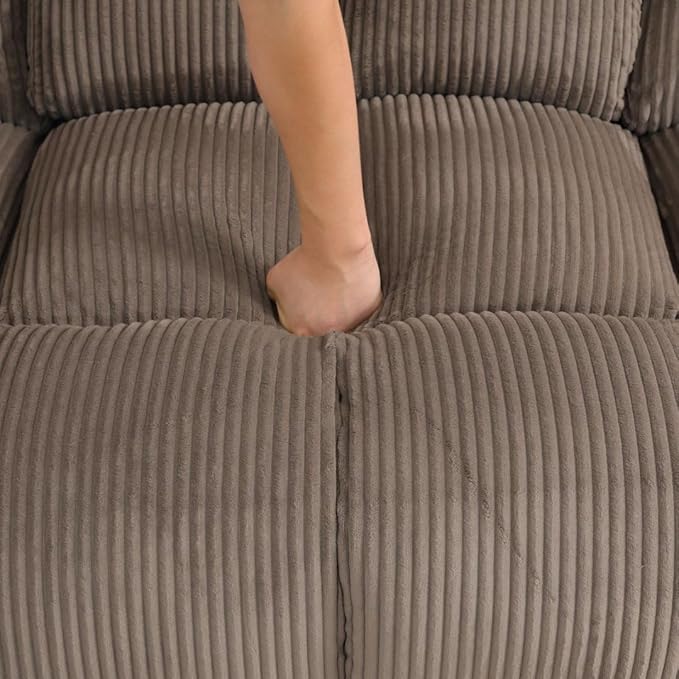 Corduroy Fabric Recliner Loveseat Manual Reclining Couch Comfy Recliner Loveseat Sofa with Cup Holders/Storage Modern 2 Seater Living Room Furniture for Home/Office (Brown 2 Seat)