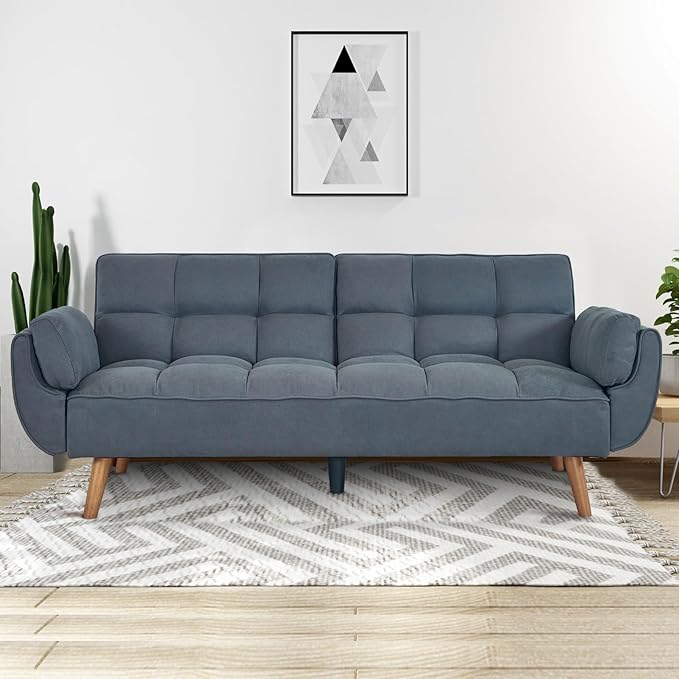 Convertible futon Sofa Bed Sleeper Sofa Bed with Adjustable backrest Small Space Small Sofa Living Room Bedroom (Dark Gray)
