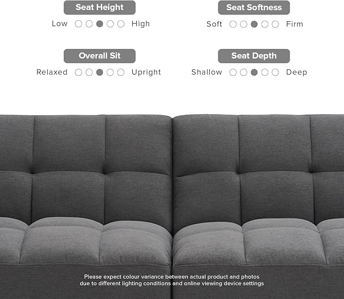 mopio Aaron 76.8 Couch Small Futon Sofa Bed Sleeper Loveseat Mid Century Modern Futon Couch Sofa Cama Couches for Living Room Bedroom (Dark Grey Fabric)