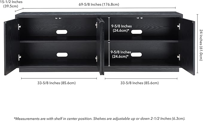 Henn&ampHart Hanson Rectangular TV Stand for TV's up to 75 in Black Grain | Rectangular for TV's in Black Grain