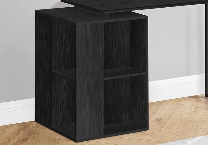 Computer Desk Home Office Left Right Set up Storage Shelves 55 l Work Laptop Black Laminate Black Metal Contemporary Modern