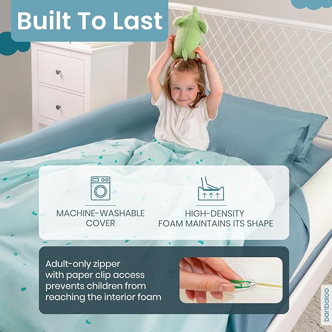 BANBALOO 2 Pack Bed Bumper for Toddlers 53 | Foam Bed Rails for Queen King Twin Full-Size Beds | Toddler Barrier | Safety Rail Guard for Kids | Portable Foam Bumpers for Travel and Home Use