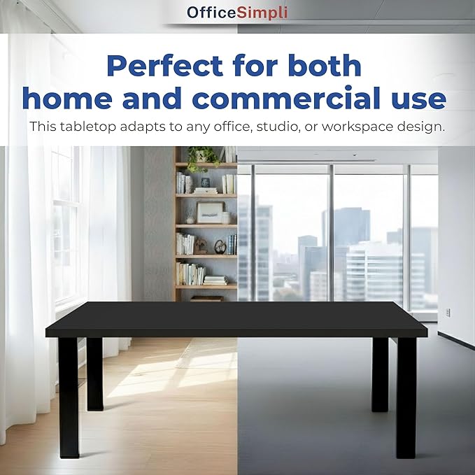 OfficeSimpli 60 x 24 Inch Desk Top Made in USA Replacement Table Top for Sit-to-Stand Adjustable Desk Frame Countertop Workbench for Classroom Home and Office (Desk Top only) - Black