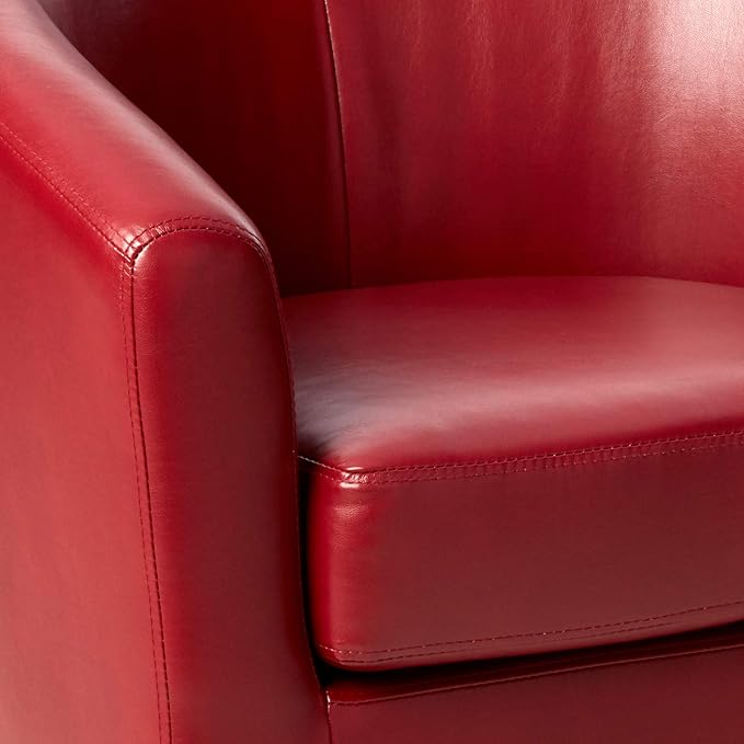 OSP Home Furnishings Ethan Tub Accent Chair with Dark Espresso Wood Legs Cranberry Faux Leather