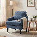 Mid-Century Modern Accent ChairBlue Armchair Comfy Living Room ChairsSofa Chair for Bedroom Apartment Studio Waiting Room Ideal as Readingchair with Plastic Legs