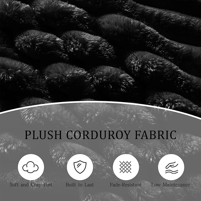 102.4'' Oversized Corduroy Couch Modular Sectional Sofa with Ottoman Upholstered 4 Deep Seat L Shape Sofa Convertible Cloud Couches with Chaise Lounge for Living Room Apartment Black