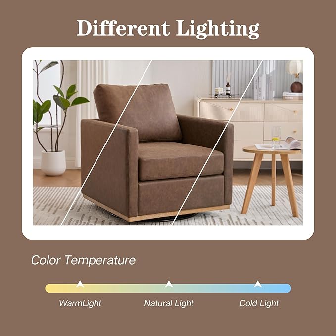 Mlmh &amp Kngwa 30.7 Upholstered Swivel Accent Chairs for Living Room Faux Leather Swivel Chair Modern Reading Chairs for Bedroom Office Coffee