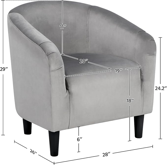 Yaheetech Barrel Chairs Furry Accent Chairs with Soft Padded Armrest for Living Room Bedroom Waiting Room Office Set of 2 Gray