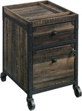File Pedestal - Brown Finish with Lockable Drawer and Smooth-Casters for Office &amp Home Use