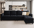 Belffin Velvet Reversible Sectional Sofa with Chaise Convertible L Shaped 4-seat Sectional Couch with Storage Ottoman Black