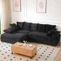 Sectional Sofa with Storage Ottoman Modern Cloud Couch with Deep Seat Modular Sectional Couches for Living Room Apartment Office Black