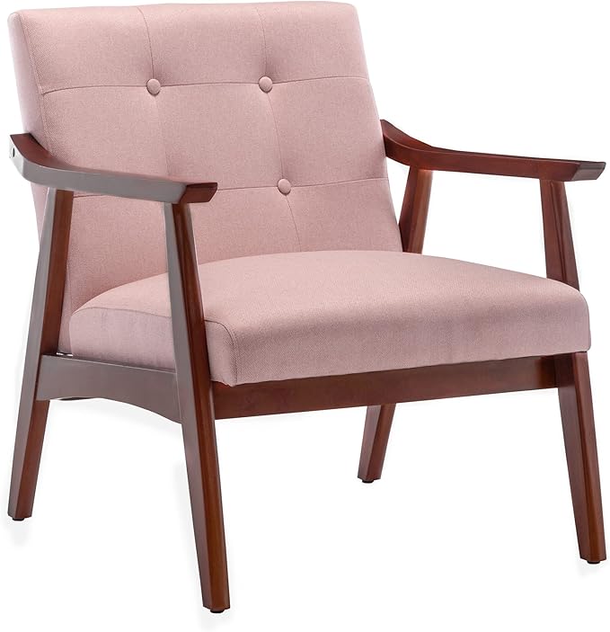 Convenience Concepts Take a Seat Natalie Accent Chair 28.5 L x 27.5 W x 31 H Pearl Pink Fabric/Espresso