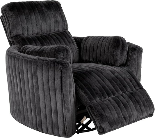 leovanni Power Swivel Rocker Recliner Chair Upholstered Nursery Glider Rocking Chair with 2 Pillows USB Ports Electric Nursing Reclining Chairs Bedroom Living Room Dark Gray