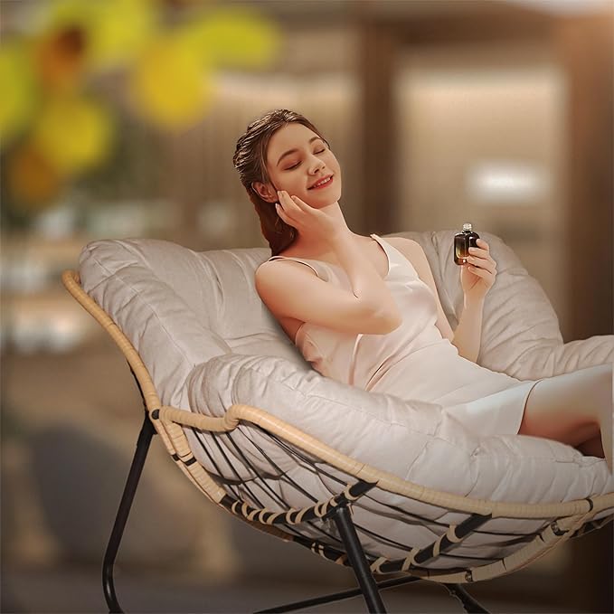 Oversized Large Rocker Chair for Adults Modern Portable Rocking Chairs for Living Room Indoor Outdoor Use Rocking Lounge ChairBeigeBlack