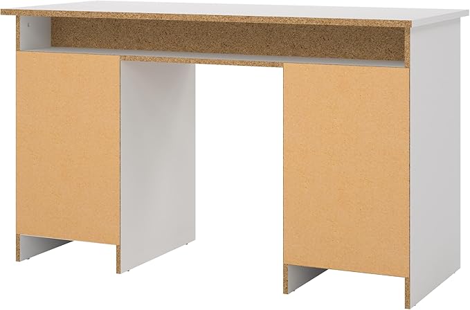 Tvilum Function Plus Computer Desk with Storage Cabinet 3 Handle-Free Drawers Two-Tone White and Oak Color Finish