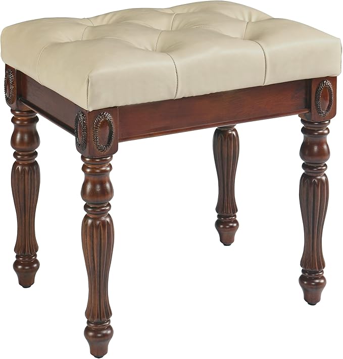 Makeup Vanity Desk Set with Flip Top Mirror 31.5 Wooden Vanity Table with Mirror Compact Dressing Table with 2 Drawers &amp 7 Compartments Writing Desk with Padded Stool for Bedroom Cherry+Beige