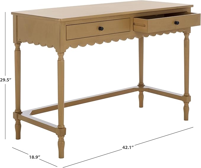 SAFAVIEH Home Collection Haven Farmhouse Country Cottage Desert Brown 2-Drawer Desk Console Table for Entryway Living Room Home Office