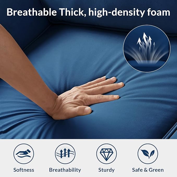 51 inch Velvet Modern Loveseat Sofa CouchComfy Mid-Century Vintage Loveseat with Curve Armrest for Living RoomBedroomApartmentStudioNavy Blue