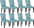 MODERION Parsons Solid Wood Dining Chairs Set of 8 with UP High Back Kitchen Chairs with Upholstered Seat Holds Up to 300 LbsAccent Chairs Easy Assembly Light Blue CY1331HL