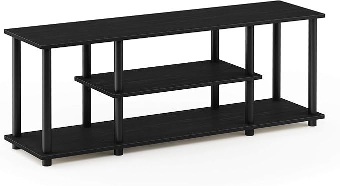 Furinno Turn-N-Tube No Tools 3D 3-Tier Entertainment TV Stand up to 50 inch TV Round Tubes Walnut