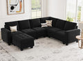 Belffin Modular Sectional Sofa Couch 7-Seater Convertible Sectional Sofa Velvet Modular Sectional with Storage Ottoman L Shaped Couch with Chaises Black