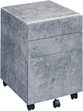 3-Drawer File Cabinet with Industrial Faux Concrete Silver Finish Smooth Manual-Close Drawers and Caster Wheels for Easy Mobility Spacious Home Office Storage Organizers