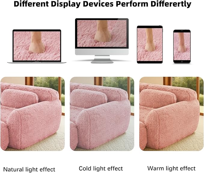 114.7 Modular Boneless Sofa Modern Sectional Couch U-Shape Boneless Couch for Living Room Apartments Bedroom 32D High Density Sponge Lounge Sofa No Assembly Required Pink