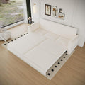 93.7 King Pull Out Sofa Bed Velvet Sleeper Sofa Couch 3 in 1 Convertible Futon Couches for Living Room Small Space Apartment Office Bedroom Modern Rivet Armrest Beige