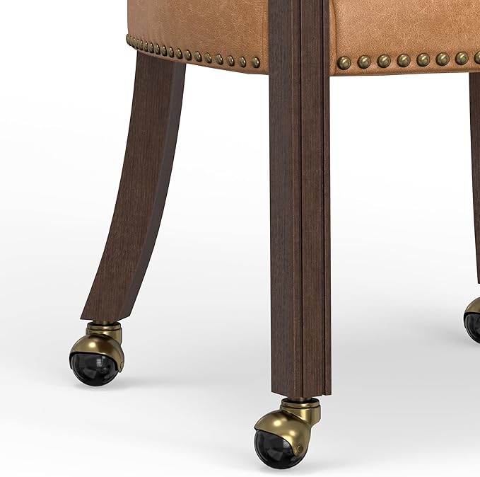 Modern Accent Chair Upholstered PU Leather Barrel Armchairs with Rubberwood Legs Comfy Lounge Arm Chair Hollow-Out Side Club Chair for Living Room Bedroom Office (Walnut Brown)