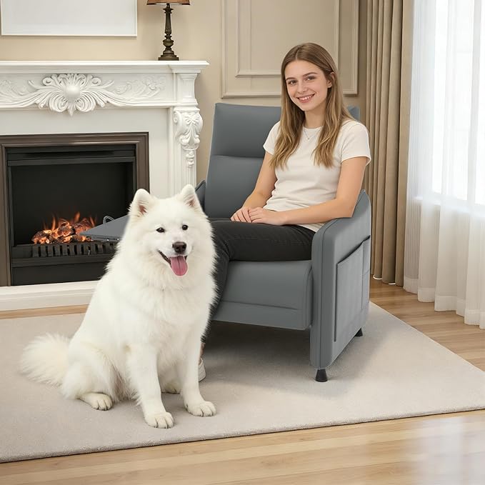 3-Piece Living Room Sofa SetMid-Century Modern Living Room Armchair Sofa 1X Loveseat + 2X Accent Chairs Flip-Up Table Storage Pouch Rubber Feet