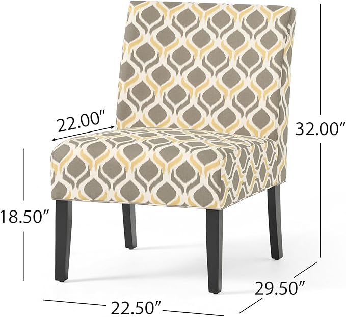Christopher Knight Home Kassi Fabric Dining Chair Yellow / Gray